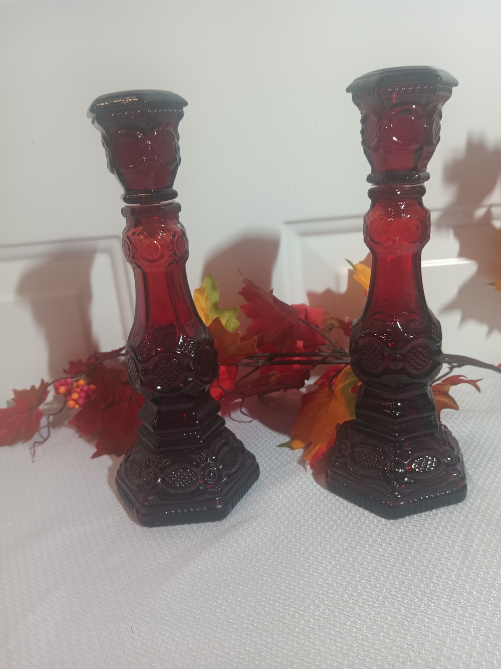 Ruby Red Vintage Cape Cod Avon Candlesticks